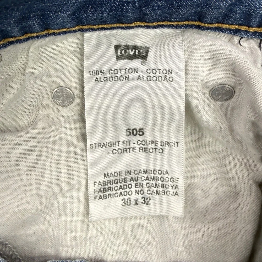Vintage‎ Levis 505 Jeans Mens 30x32 (Fits 30x31) Blue Straight Fit Denim Cotton
